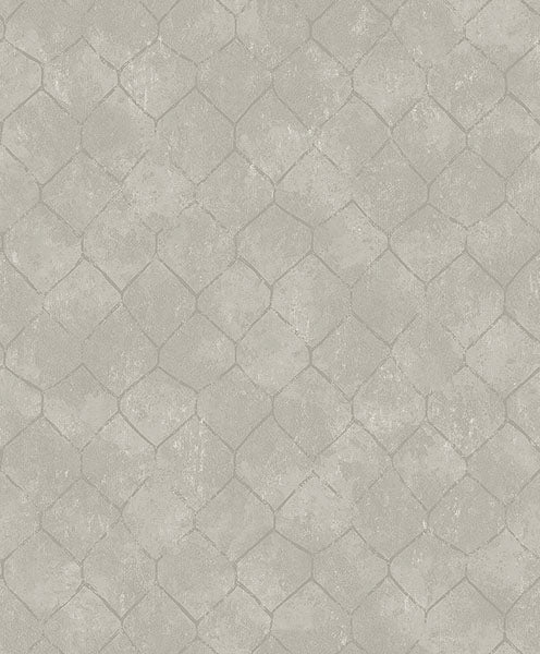 Purchase 4105-86656 A-Street Wallpaper, Rauta Silver Hexagon Tile - Lumina