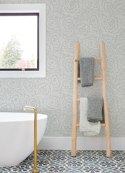 Purchase 4120-26036 A-Street Wallpaper, Periwinkle Light Grey Textured Floral - Middleton12