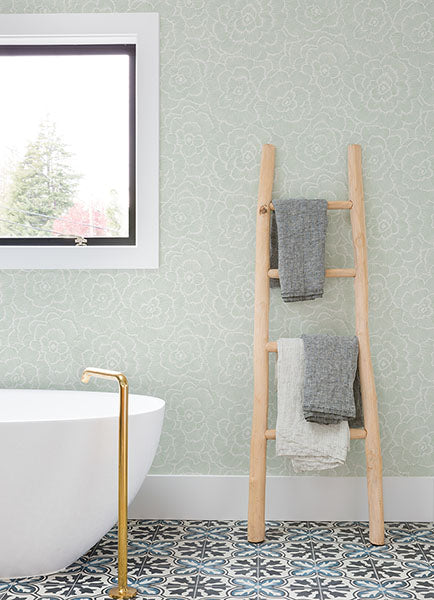 Purchase 4120-26040 A-Street Wallpaper, Periwinkle Light Green Textured Floral - Middleton12