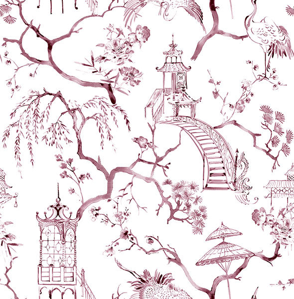 Purchase 4120-26806 A-Street Wallpaper, Serena Plum Chinoiserie - Middleton