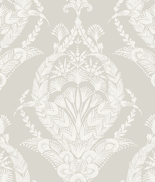 Purchase 4120-26818 A-Street Wallpaper, Arlie Light Grey Botanical Damask - Middleton