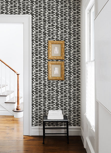 Purchase 4120-26841 A-Street Wallpaper, Myrtle Black Abstract Stripe - Middleton12