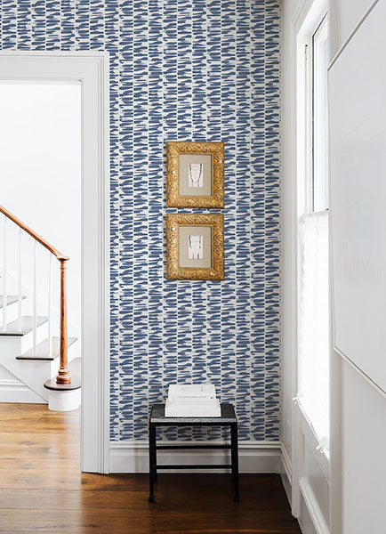 Purchase 4120-26843 A-Street Wallpaper, Myrtle Indigo Abstract Stripe - Middleton12
