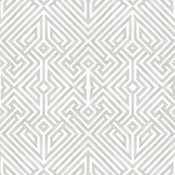 Purchase 4120-26849 A-Street Wallpaper, Lyon Silver Geometric Key - Middleton