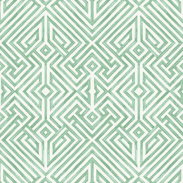 Purchase 4120-26850 A-Street Wallpaper, Lyon Green Geometric Key - Middleton