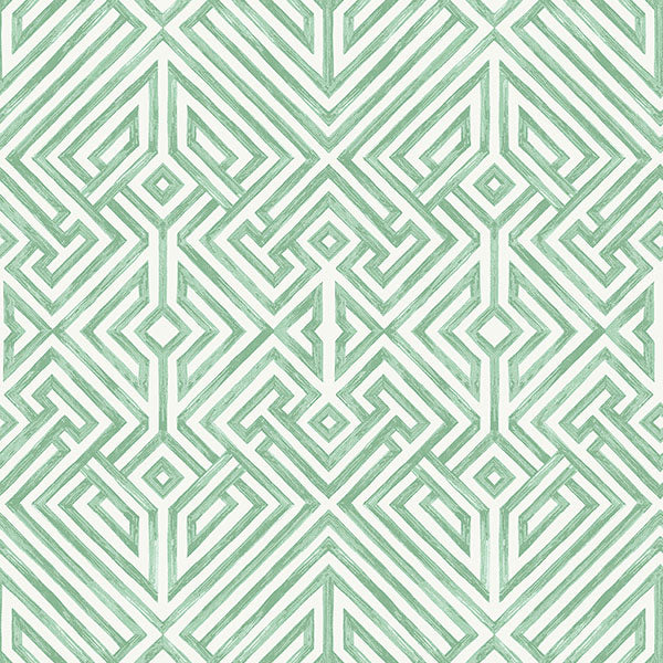 Purchase 4120-26850 A-Street Wallpaper, Lyon Green Geometric Key - Middleton