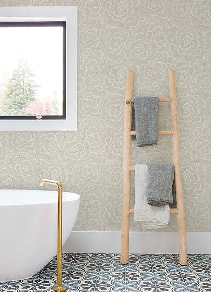 Purchase 4120-26852 A-Street Wallpaper, Periwinkle Stone Textured Floral - Middleton12