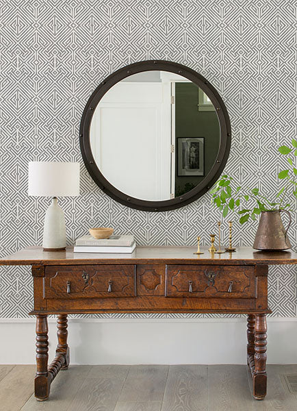 Purchase 4120-26854 A-Street Wallpaper, Lyon Grey Geometric Key - Middleton12