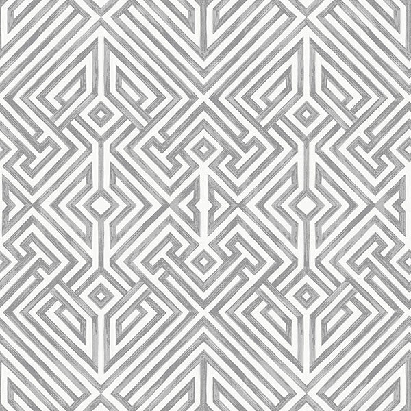 Purchase 4120-26854 A-Street Wallpaper, Lyon Grey Geometric Key - Middleton