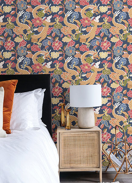 Purchase 4120-72007 A-Street Wallpaper, Yanci Orange Dragon - Middleton12