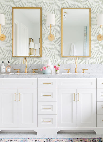 Purchase 4121-26900 A-Street Wallpaper, Helene Sage Geometric Lines Wallpaper - Mylos12