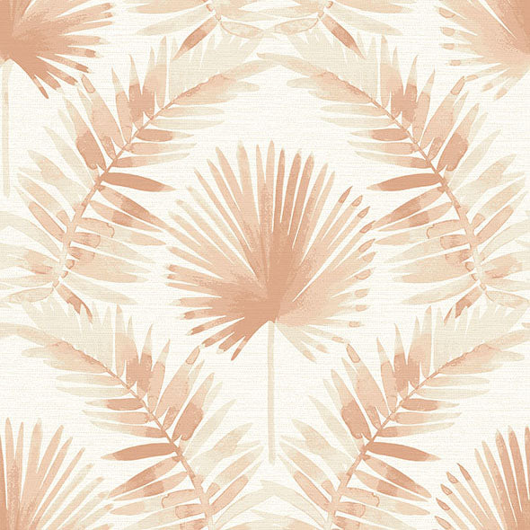 Purchase 4121-26914 A-Street Wallpaper, Calla Rust Painted Palm Wallpaper - Mylos