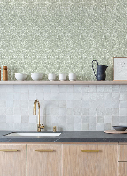 Purchase 4121-26922 A-Street Wallpaper, Elma Sage Fiddlehead Wallpaper - Mylos12