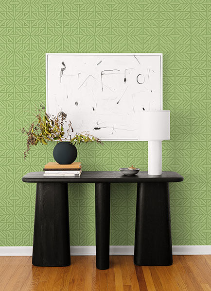 Purchase 4121-26927 A-Street Wallpaper, Hesper Green Geometric Wallpaper - Mylos1