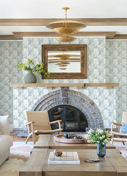 Purchase 4121-26946 A-Street Wallpaper, Perrin Blue Gem Geometric Wallpaper - Mylos12