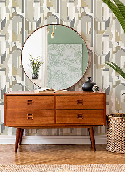 Purchase 4121-72203 A-Street Wallpaper, Odele Dark Blue Geometric Archways Wallpaper - Mylos12