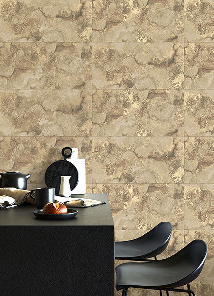 Purchase 4125-26733 Advantage Wallpaper, Aria Light Brown Marbled Tile - Fusion12
