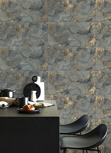 Purchase 4125-26734 Advantage Wallpaper, Aria Slate Marbled Tile - Fusion12