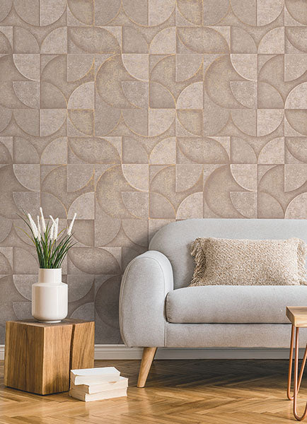 Purchase 4125-26748 Advantage Wallpaper, Addison Blush Retro Geo - Fusion12