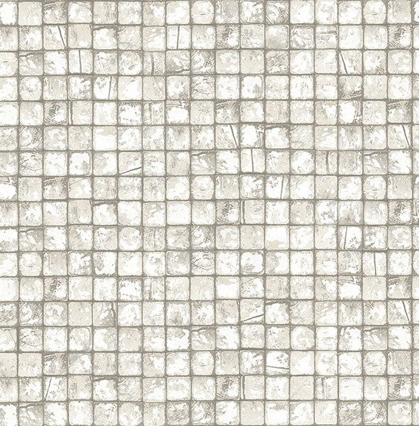 Purchase 4125-26755 Advantage Wallpaper, Kingsley Off-White Tiled - Fusion