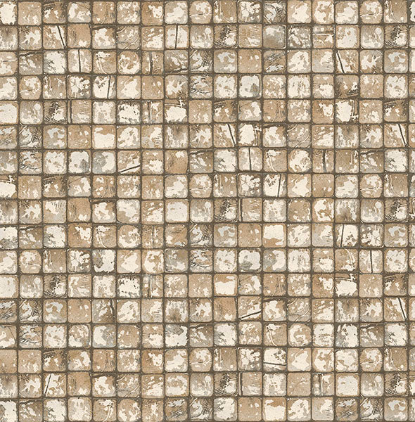 Purchase 4125-26757 Advantage Wallpaper, Kingsley Neutral Tiled - Fusion