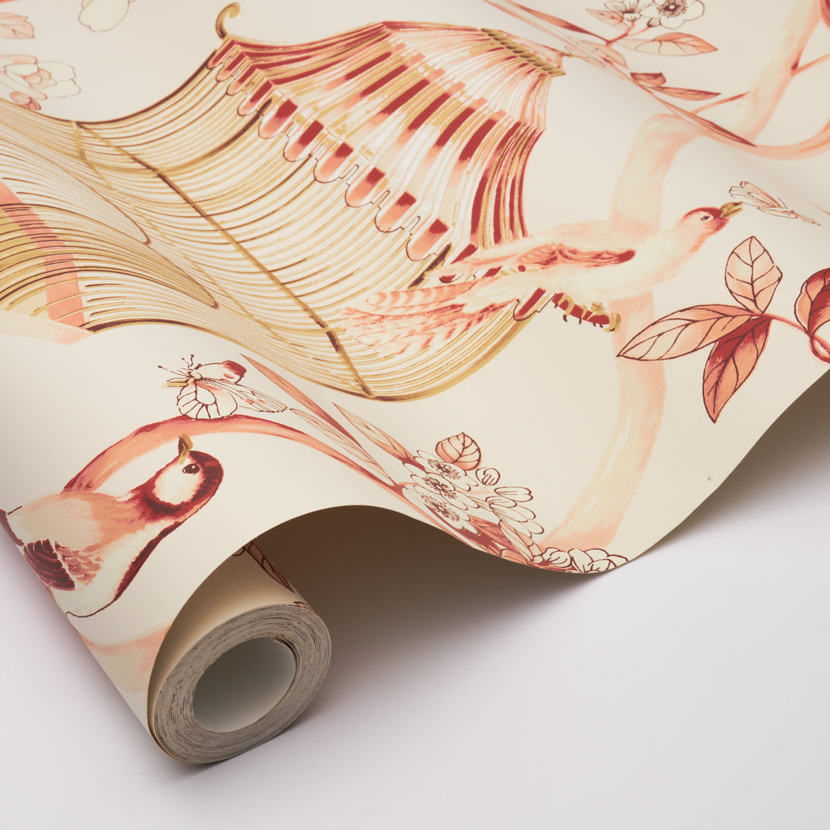 Save on 5004082 Oiseaux Et Fleurs Cinnabar by Schumacher Wallpaper