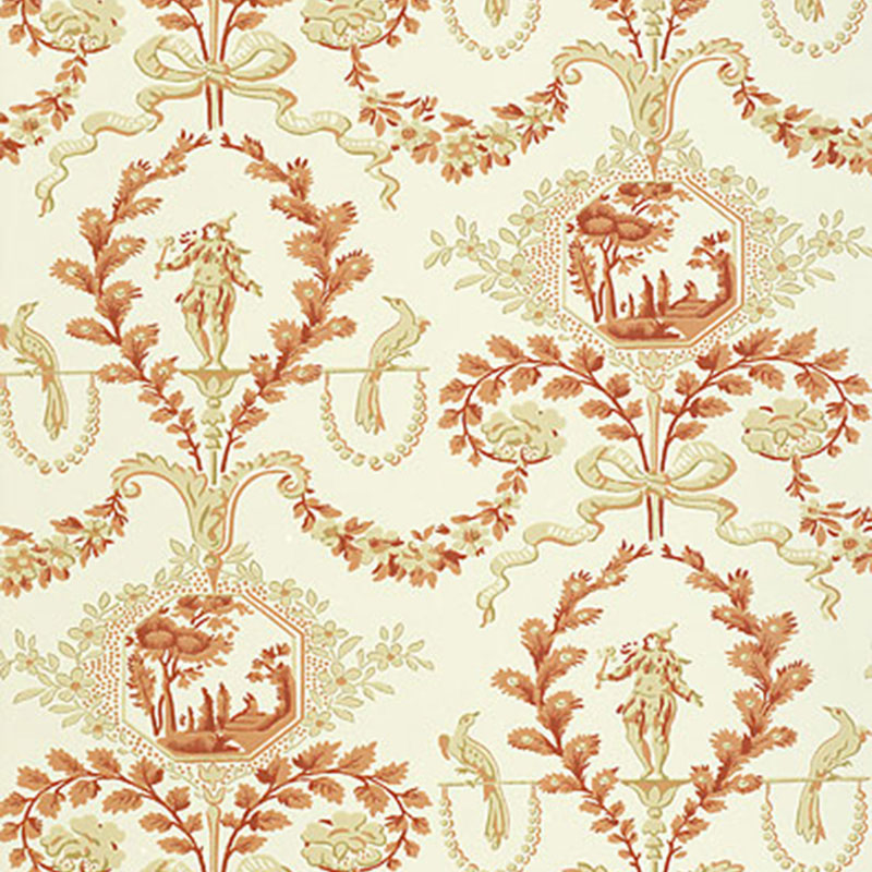 Acquire 5004111 Jester Arabesque Terra Cotta by Schumacher Wallpaper