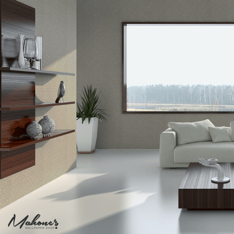 Shop 5004762 Greek Key Silver by Schumacher Wallpaper