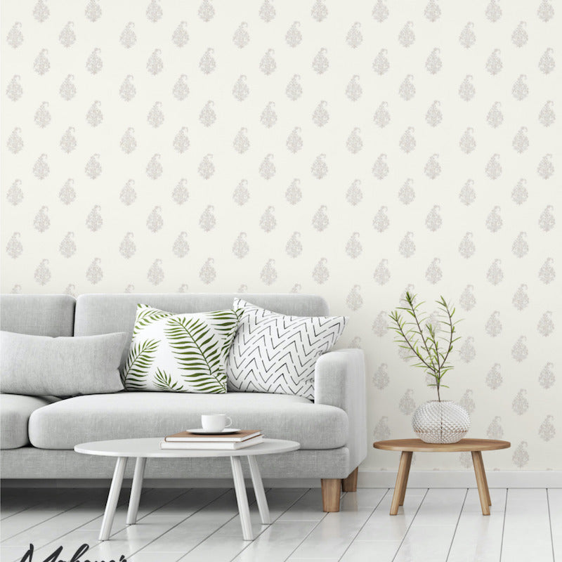 Select 5005280 Kerala Paisley Oyster by Schumacher Wallpaper