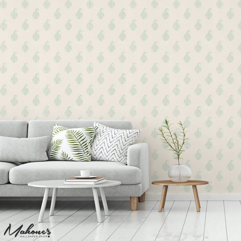 Find 5005282 Kerala Paisley Water Blue by Schumacher Wallpaper