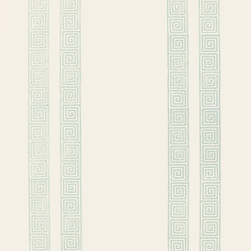 Acquire 5005362 Greek Key Stripe Water Blue by Schumacher Wallpaper