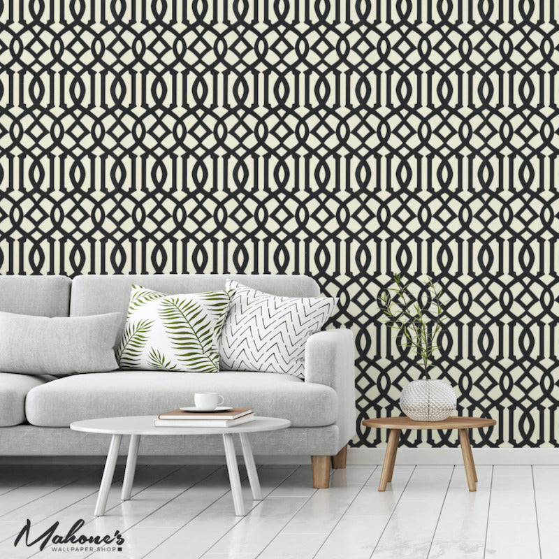 Purchase 5005804 Imperial Trellis Ii Jet by Schumacher Wallpaper