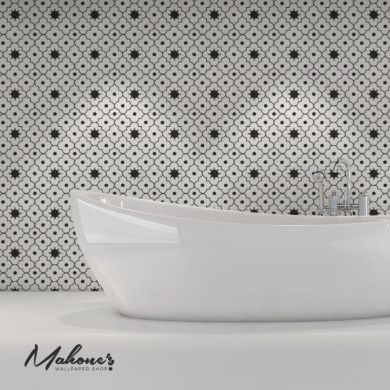 Acquire 5006623 Taj Trellis Noir by Schumacher Wallpaper