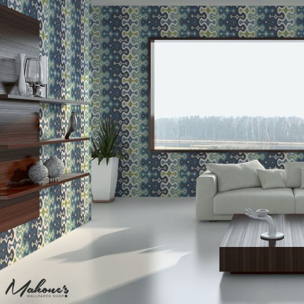 Buy 5006652 Darya Ikat Sidewall Sky by Schumacher Wallpaper