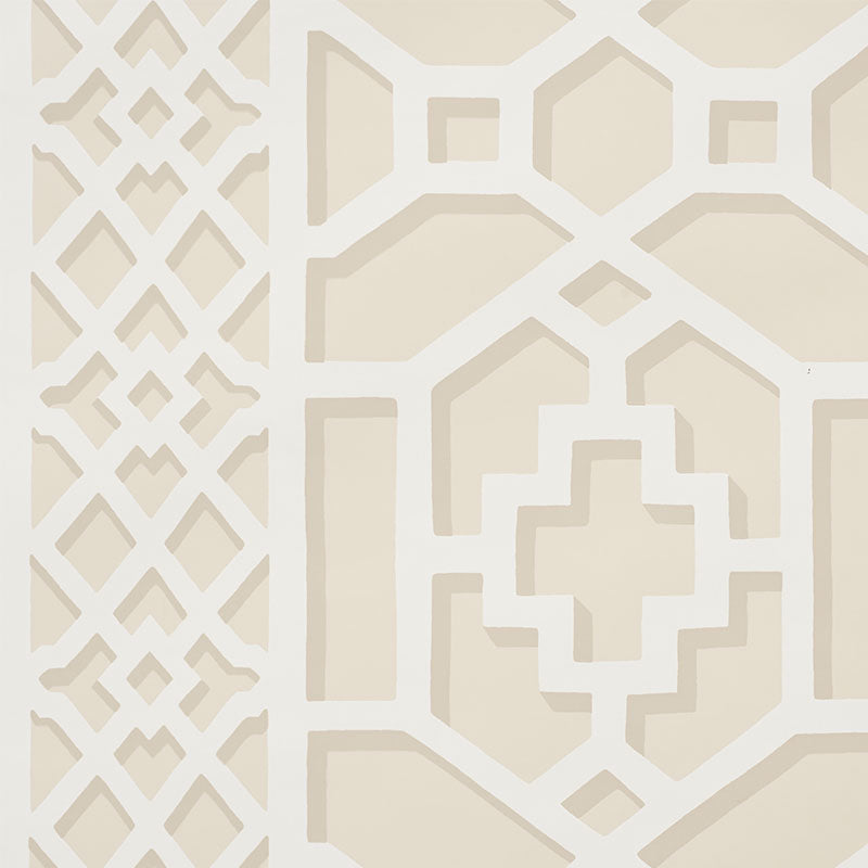 Acquire 5006945 Zanzibar Trellis Sand by Schumacher Wallpaper
