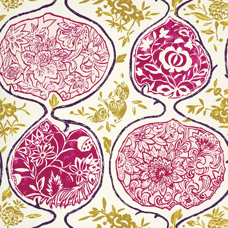 Acquire 5006963 Katsugi Fuchsia and Chartreuse by Schumacher Wallpaper