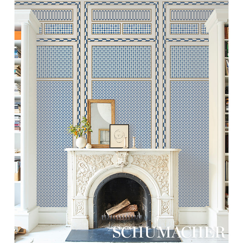 Purchase 5007101 Robinchon Panel A Blue by Schumacher Wallpaper