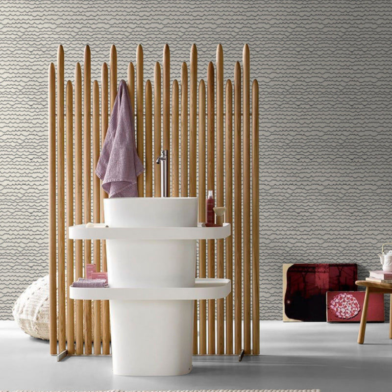 Buy 5007461 Waves Black and White by Schumacher Wallpaper