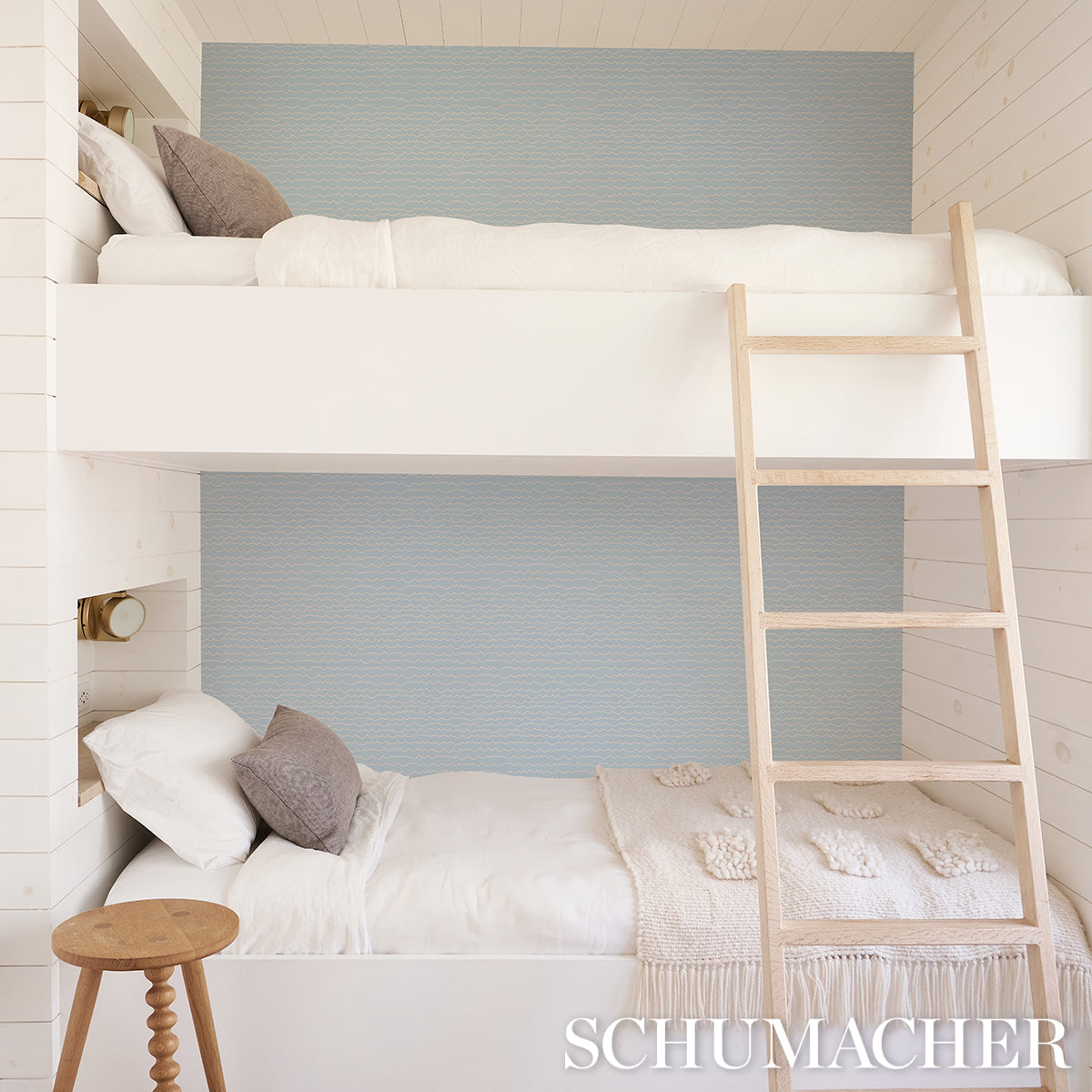 Purchase 5007464 | Waves, White On Sky - Schumacher Wallpaper