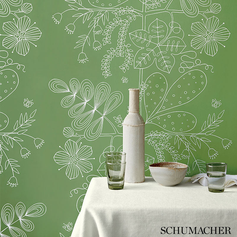 Find 5007492 Blommen Leaf by Schumacher Wallpaper