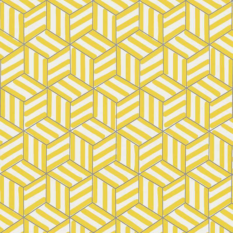 Select 5007961 Tumbling Blocks Citron by Schumacher Wallpaper