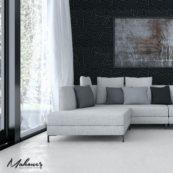 Find 5007974 Deconstructed Stripe Ivory On Black by Schumacher Wallpaper