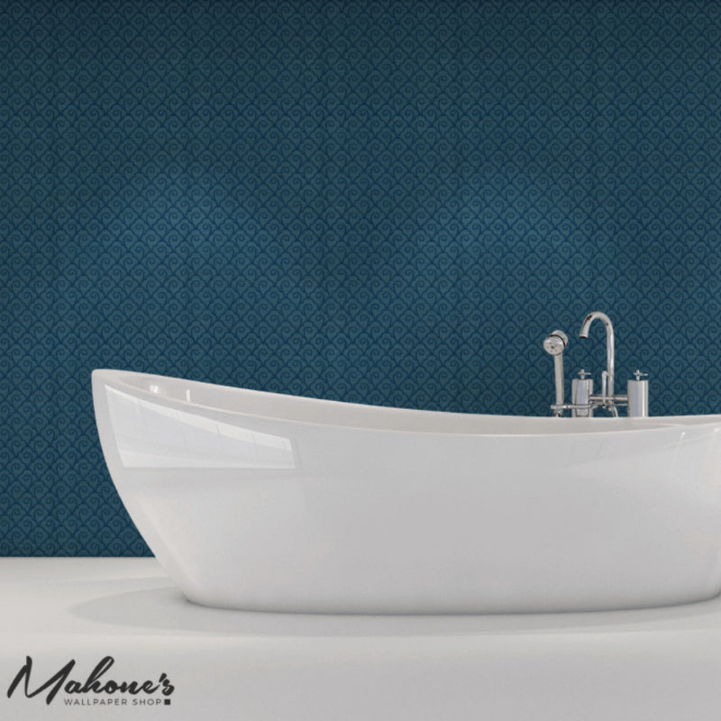 Save on 5008300 Scallop Filigree Sisal Lapis On Peacock by Schumacher Wallpaper