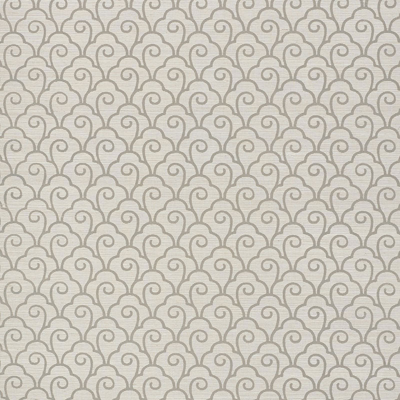 Buy 5008303 Scallop Filigree Sisal Fog by Schumacher Wallpaper