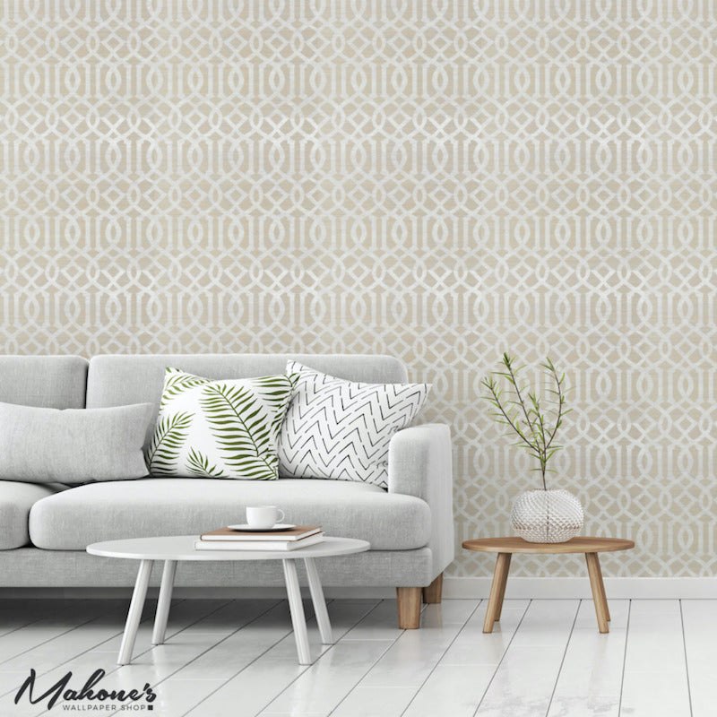 Order 5008351 Imperial Trellis Sisal Sand by Schumacher Wallpaper