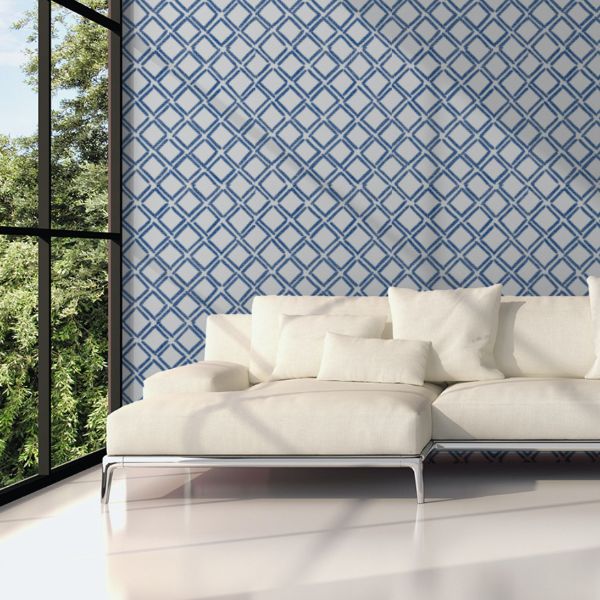 Shop 5008860 Dina Paperweave Cobalt by Schumacher Wallpaper