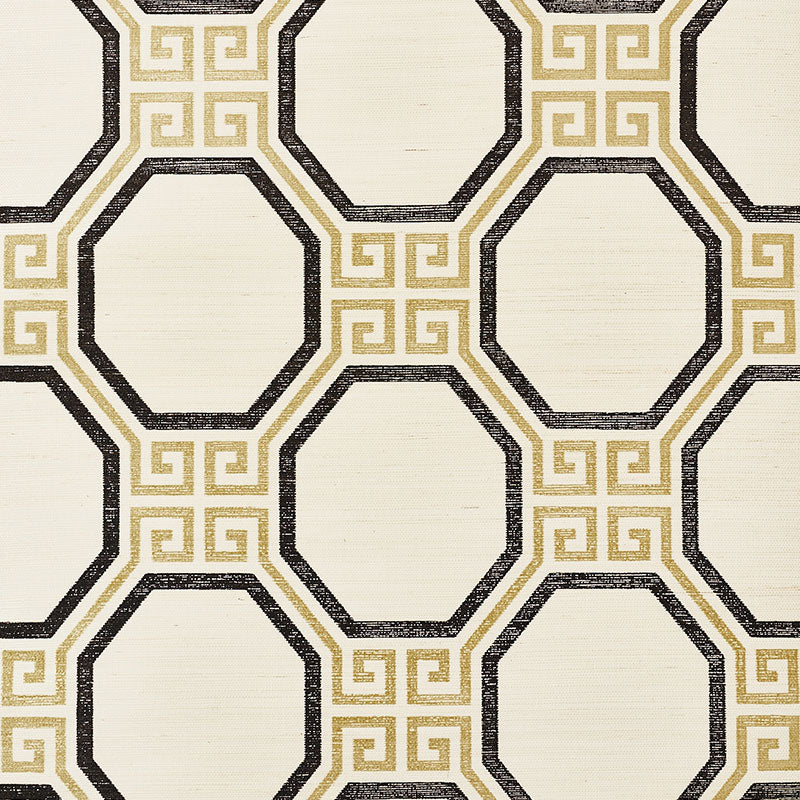 Search 5008930 Octavia Sisal Gold and Jet by Schumacher Wallpaper