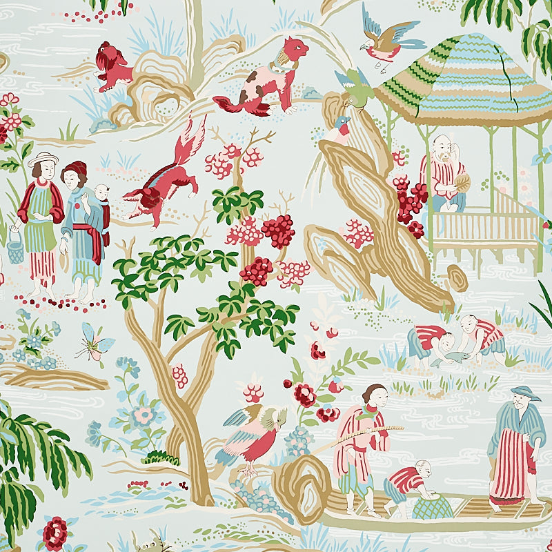 Find 5009091 Yangtze River Aqua by Schumacher Wallpaper