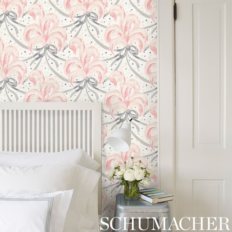 Order 5009181 Plumes Et Rubans Blush by Schumacher Wallpaper