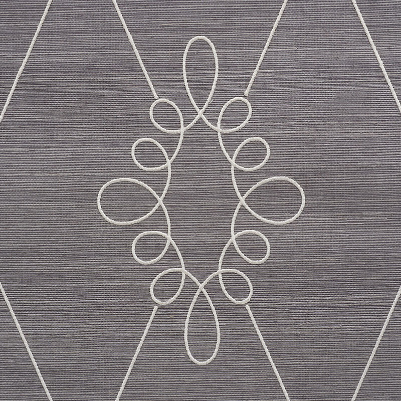 Shop 5009272 Sylvie Embroidered Sisal Charcoal by Schumacher Wallpaper